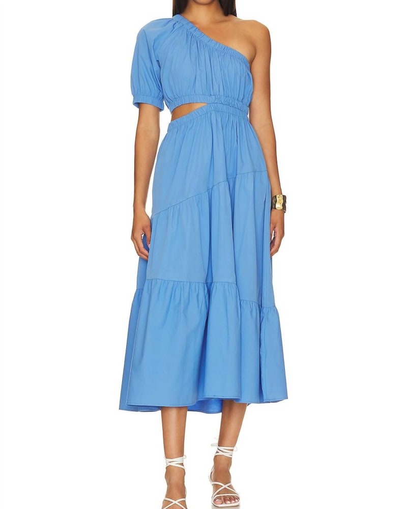 Front of a model wearing a size L Leena Maxi Dress In Ultramarine Indigo in Ultramarine Indigo by STEVE MADDEN. | dia_product_style_image_id:359578